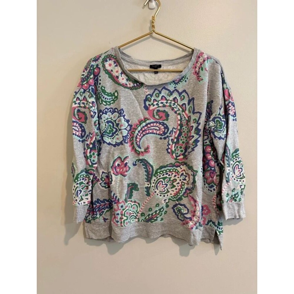 Talbots Grey Paisley Sweatshirt Top